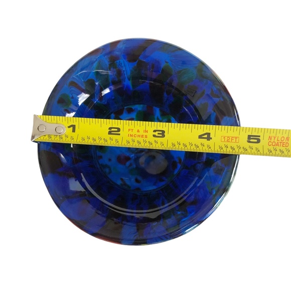 Millefiori Cobalt Blue Art Glass Bouquet Vase 7in Tall Heavy! - Picture 11 of 12